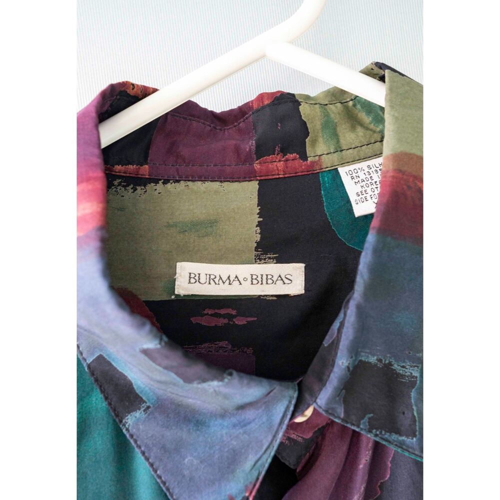 Burma Bibas Retro 90's vintage Fresh Prince 100% Silk Geometric Shirt HipHop XL - Picture 3 of 13
